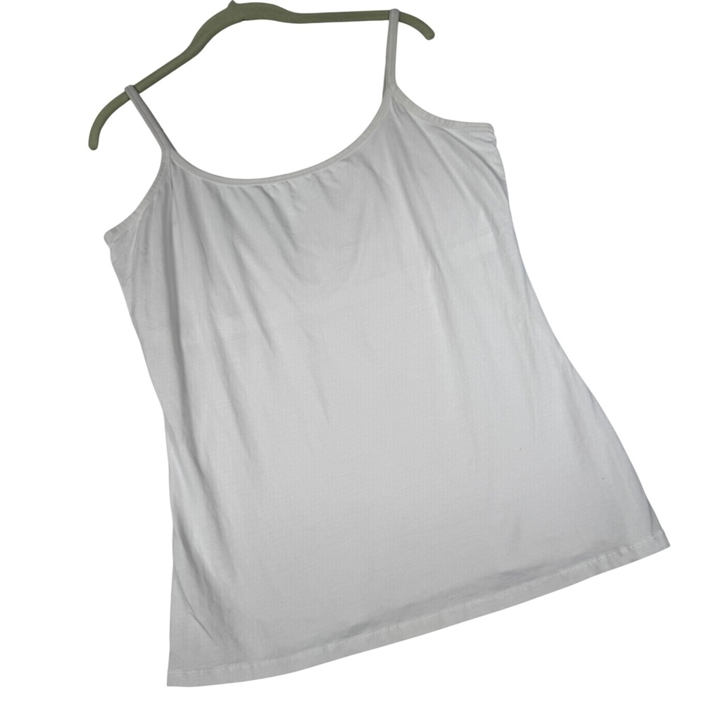 Pact Camisole Tank Women XL White Organic Cotton Adjustable Strap Basic Minimal